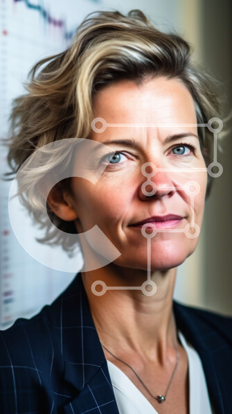 Intra Συλλεκτικό Ξύλινο Παζλ Plywood  4mm - Επαγγελματική γυναίκα που στέκεται μπροστά από τον τοίχο επιχειρησιακών γραφημάτων Σε Ξύλινο Κουτί - Διαστάσεις Puzzle: 10x10 cm – 25 κομμάτια