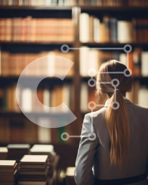 Intra Συλλεκτικό Ξύλινο Παζλ Plywood  4mm - Γυναίκα στα ράφια της βιβλιοθήκης Σε Ξύλινο Κουτί - Διαστάσεις Puzzle: 10x10 cm – 25 κομμάτια