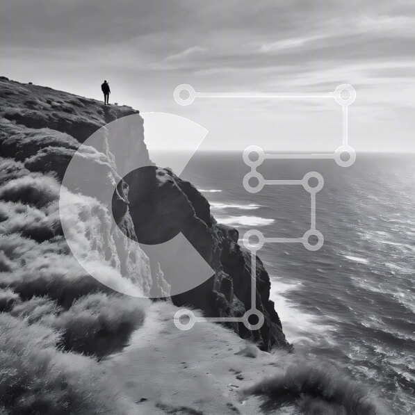 Intra Συλλεκτικό Ξύλινο Παζλ Plywood  4mm - Άτομο που στέκεται στους βράχους με θέα στον ωκεανό Σε Ξύλινο Κουτί - Διαστάσεις Puzzle: 10x10 cm – 25 κομμάτια