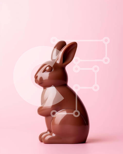 Intra Συλλεκτικό Ξύλινο Παζλ Plywood  4mm - Σοκολατένιο ειδώλιο λαγουδάκι του Πάσχα σε πορτοκαλί φόντο Σε Ξύλινο Κουτί - Διαστάσεις: 10x10 cm – 25 κομμάτια