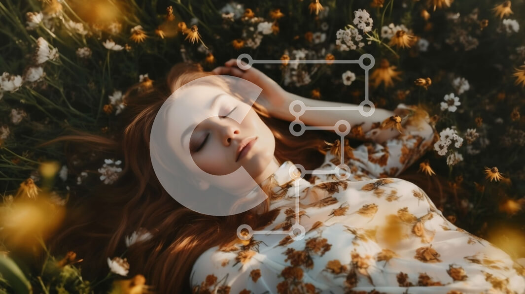 Intra Συλλεκτικό Ξύλινο Παζλ Plywood  4mm - Όμορφη εικόνα μιας γυναίκας ξαπλωμένη σε ένα χωράφι με μαργαρίτες Σε Ξύλινο Κουτί - Διαστάσεις: 10x10 cm – 25 κομμάτια