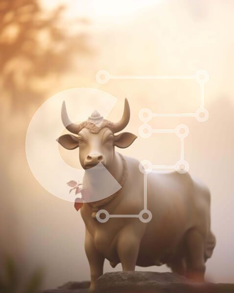 Intra Συλλεκτικό Ξύλινο Παζλ Plywood  4mm - Άγαλμα Ινδικού Ταύρου στους βράχους Σε Ξύλινο Κουτί - Διαστάσεις Puzzle: 10x10 cm – 25 κομμάτια