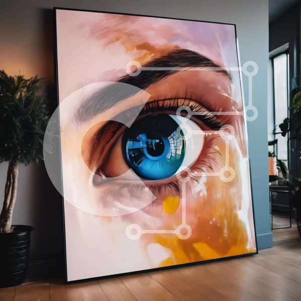 Intra Συλλεκτικό Ξύλινο Παζλ Plywood  4mm - Ζωγραφική με μεγάλα μάτια στο εσωτερικό του σαλονιού Σε Ξύλινο Κουτί - Διαστάσεις Puzzle: 10x10 cm – 25 κομμάτια