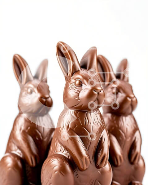 Intra Συλλεκτικό Ξύλινο Παζλ Plywood  4mm - Τρία σοκολατένια κουνελάκια σε άσπρο φόντο Σε Ξύλινο Κουτί - Διαστάσεις: 10x10 cm – 25 κομμάτια