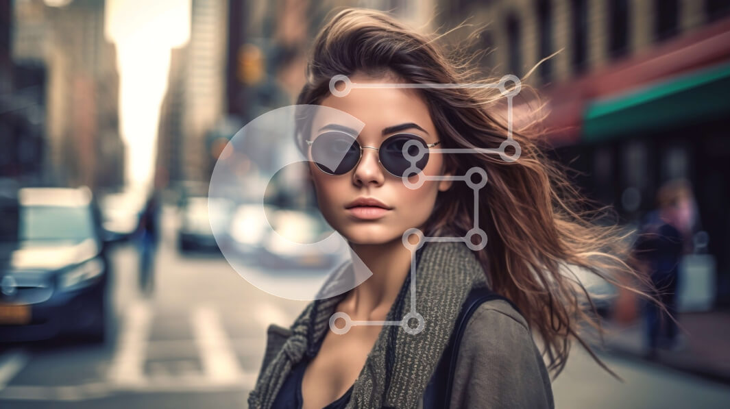 Intra Συλλεκτικό Ξύλινο Παζλ Plywood  4mm - Κομψή νεαρή γυναίκα σε έναν δρόμο της πόλης Σε Ξύλινο Κουτί - Διαστάσεις Puzzle: 10x10 cm – 25 κομμάτια