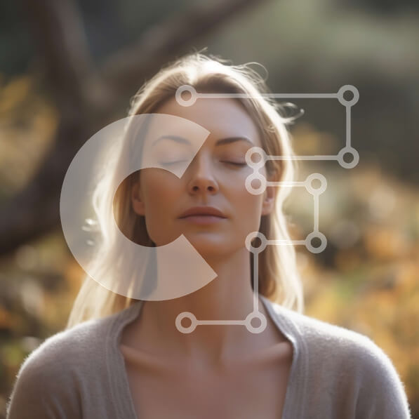 Intra Συλλεκτικό Ξύλινο Παζλ Plywood  4mm - Relaxing in the Forest: Γυναίκα με κλειστά μάτια και γκρι πουλόβερ Σε Ξύλινο Κουτί - Διαστάσεις: 10x10 cm – 25 κομμάτια