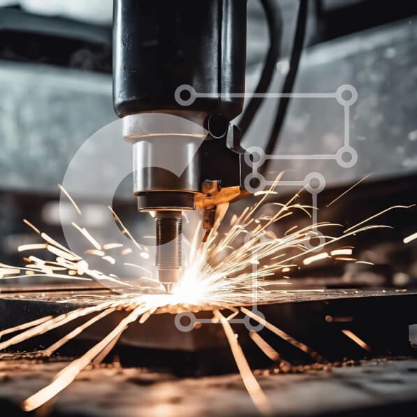 Intra Συλλεκτικό Ξύλινο Παζλ Plywood  4mm - Μηχανή κοπής μετάλλων με σπινθήρες στη μεταποιητική βιομηχανία Σε Ξύλινο Κουτί - Διαστάσεις Puzzle: 10x10 cm – 25 κομμάτια