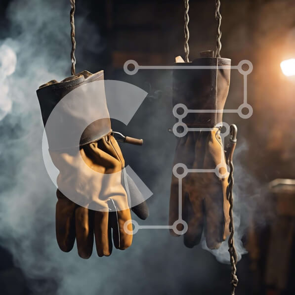 Intra Συλλεκτικό Ξύλινο Παζλ Plywood  4mm - Καφέ δερμάτινα γάντια σε δωμάτιο γεμάτο καπνό Σε Ξύλινο Κουτί - Διαστάσεις Puzzle: 10x10 cm – 25 κομμάτια