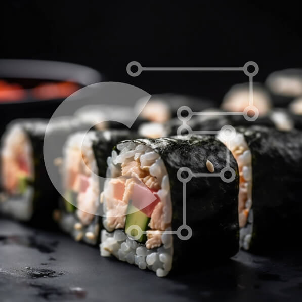 Σετ των 2 Intra Συλλεκτικό Ξύλινο Παζλ Plywood  4mm - Νόστιμο πιάτο σούσι με φρέσκα υλικά και σάλτσα σόγιας Σε Ξύλινο Κουτί - Διαστάσεις: 10x10 cm – 25 κομμάτια