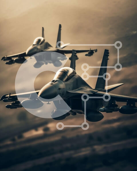 Intra Συλλεκτικό Ξύλινο Παζλ Plywood  4mm - Εκπληκτική εικόνα δύο μαχητικών αεροσκαφών που πετούν στον ουρανό Σε Ξύλινο Κουτί - Διαστάσεις Puzzle: 10x10 cm – 25 κομμάτια