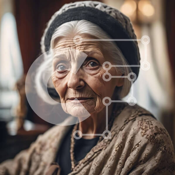 Intra Συλλεκτικό Ξύλινο Παζλ Plywood  4mm - Στρεσαρισμένη ηλικιωμένη γυναίκα στο σαλόνι Σε Ξύλινο Κουτί - Διαστάσεις Puzzle: 10x10 cm – 25 κομμάτια