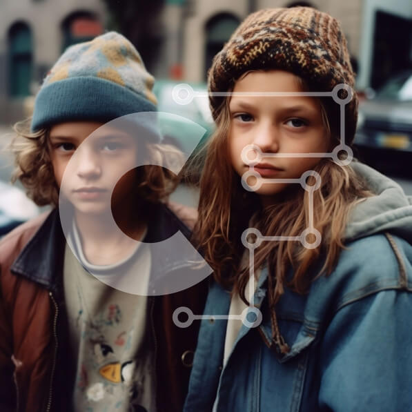 Intra Συλλεκτικό Ξύλινο Παζλ Plywood  4mm - Αξιολάτρευτη εικόνα δύο παιδιών με χειμωνιάτικα ρούχα Σε Ξύλινο Κουτί - Διαστάσεις Puzzle: 10x10 cm – 25 κομμάτια