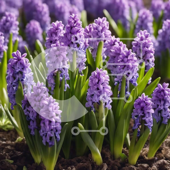 Intra Συλλεκτικό Ξύλινο Παζλ Plywood  4mm - Πανέμορφα ανθισμένα μωβ λουλούδια υάκινθου Σε Ξύλινο Κουτί - Διαστάσεις: 10x10 cm – 25 κομμάτια