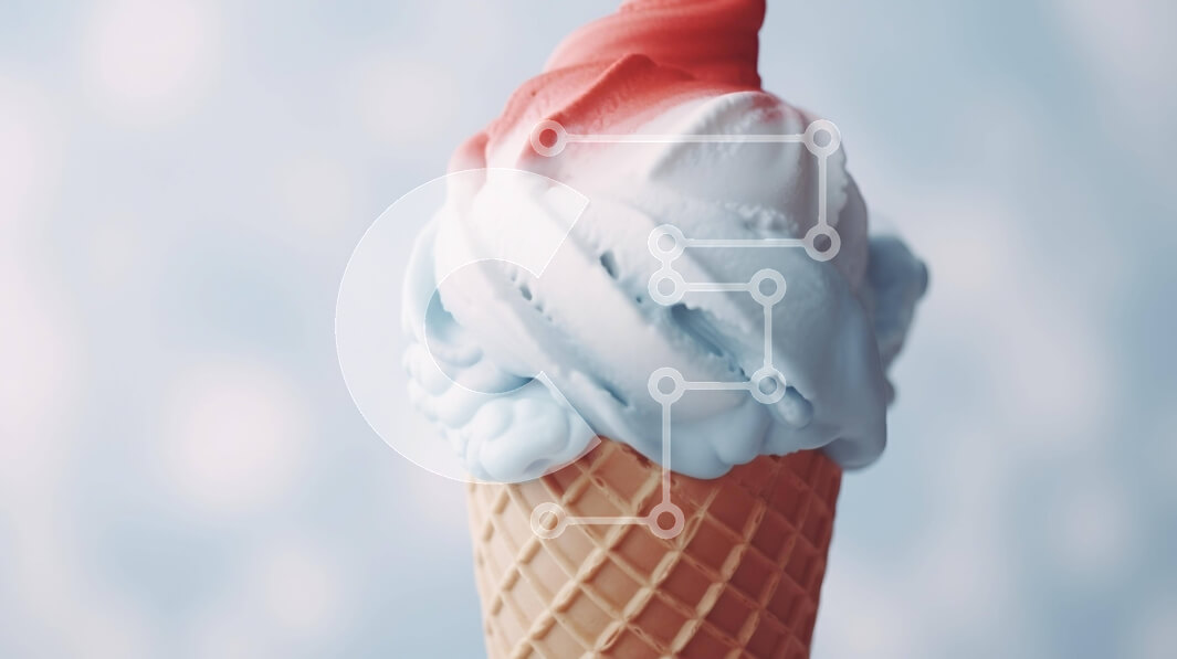 Σετ των 2 Intra Συλλεκτικό Ξύλινο Παζλ Plywood  4mm - Νόστιμο χωνάκι παγωτού με κόκκινο, λευκό και μπλε γλάσο σε μπλε φόντο Σε Ξύλινο Κουτί - Διαστάσεις: 10x10 cm – 25 κομμάτια