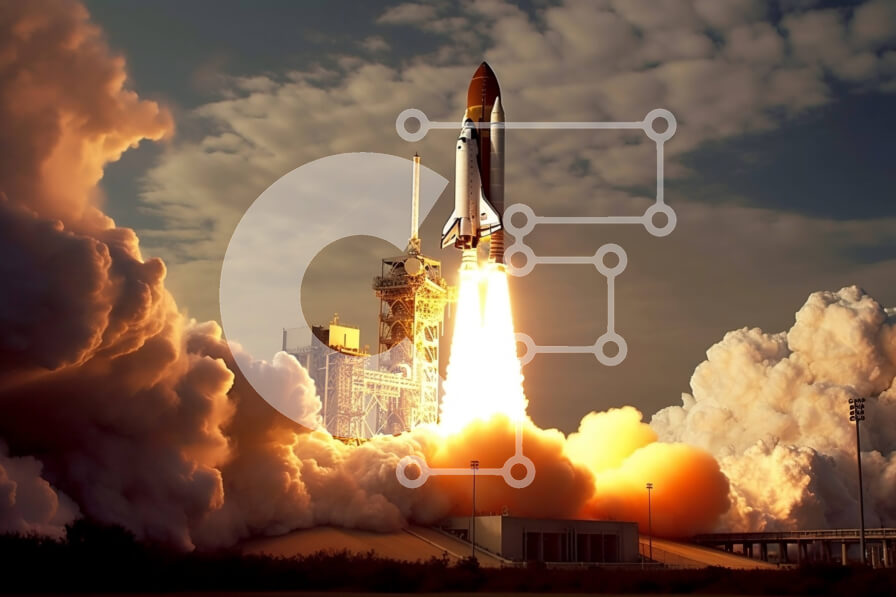 Intra Συλλεκτικό Ξύλινο Παζλ Plywood  4mm - Απίστευτη εικόνα του διαστημικού λεωφορείου που απογειώνεται από την επιφάνεια εκτόξευσης Σε Ξύλινο Κουτί - Διαστάσεις Puzzle: 10x10 cm – 25 κομμάτια