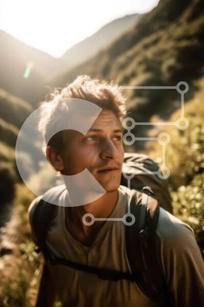 Σετ των 2 Intra Συλλεκτικό Ξύλινο Παζλ Plywood  4mm - Πεζοπόρος στα βουνά κοιτάζοντας την απόσταση Σε Ξύλινο Κουτί - Διαστάσεις: 10x10 cm – 25 κομμάτια