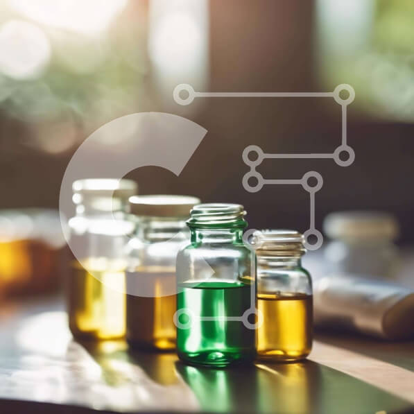 Intra Συλλεκτικό Ξύλινο Παζλ Plywood  4mm - Γυάλινα βάζα με χρωματιστά υγρά σε ξύλινο τραπέζι Σε Ξύλινο Κουτί - Διαστάσεις Puzzle: 10x10 cm – 25 κομμάτια