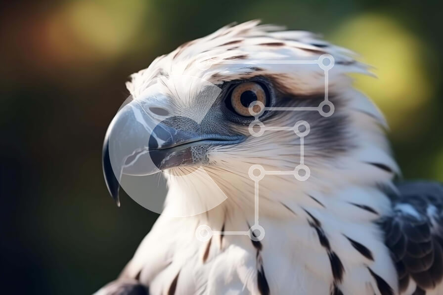 Σετ των 2 Intra Συλλεκτικό Ξύλινο Παζλ Plywood  4mm - Κοντινό πλάνο του προσώπου ενός αετού με ανοιχτό ράμφος Σε Ξύλινο Κουτί - Διαστάσεις: 10x10 cm – 25 κομμάτια