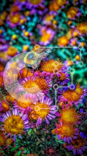 Σετ των 2 Intra Συλλεκτικό Ξύλινο Παζλ Plywood  4mm - Όμορφη κινηματογράφηση σε πρώτο πλάνο μιας μέλισσας σε ένα λουλούδι με πολύχρωμα λουλούδια στο φόντο Σε Ξύλινο Κουτί - Διαστάσεις: 10x10 cm – 25 κομμάτια