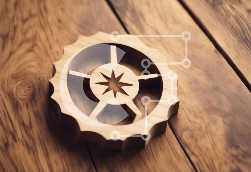 Intra Συλλεκτικό Ξύλινο Παζλ Plywood  4mm - Ξύλινος τροχός πυξίδας στο τραπέζι Σε Ξύλινο Κουτί - Διαστάσεις: 10x10 cm – 25 κομμάτια