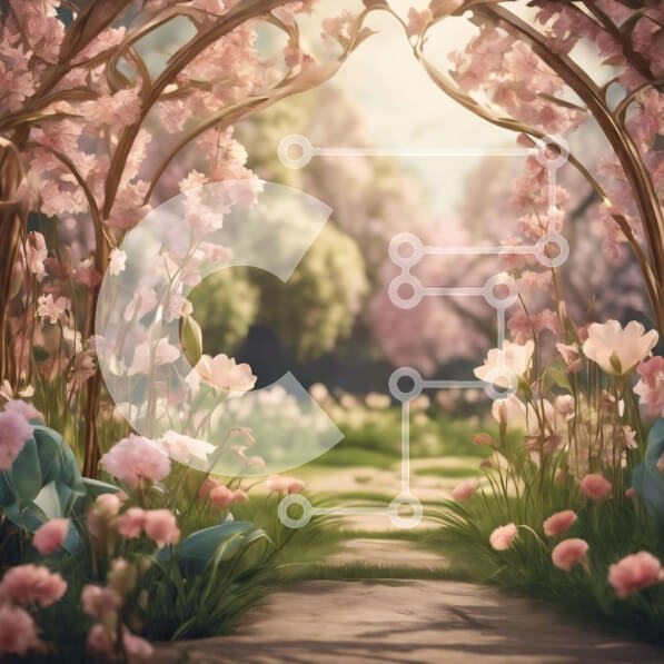 Intra Συλλεκτικό Ξύλινο Παζλ Plywood  4mm - Αψίδα σε έναν κήπο γεμάτο ροζ λουλούδια Σε Ξύλινο Κουτί - Διαστάσεις: 10x10 cm – 25 κομμάτια