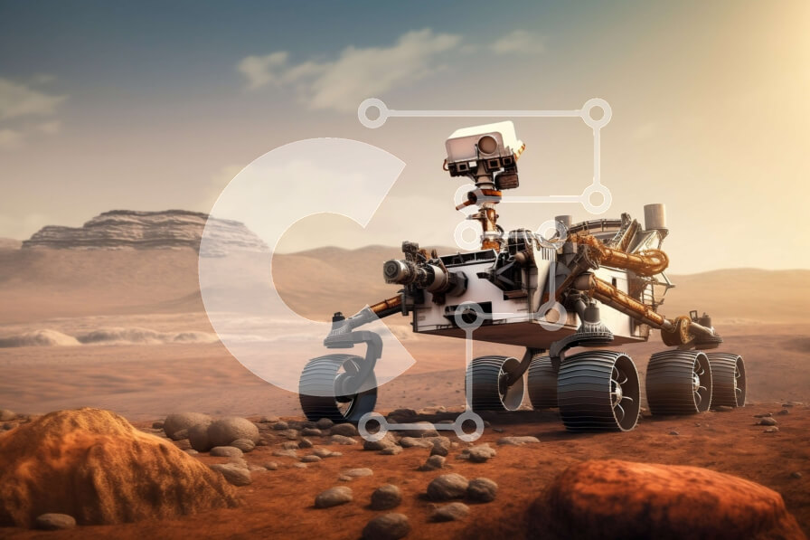 Intra Συλλεκτικό Ξύλινο Παζλ Plywood  4mm - Καταπληκτική εικόνα του Rover στην επιφάνεια του Άρη με το ηλιοβασίλεμα Σε Ξύλινο Κουτί - Διαστάσεις Puzzle: 10x10 cm – 25 κομμάτια