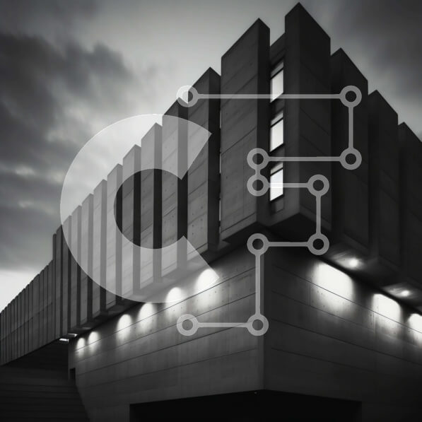 Intra Συλλεκτικό Ξύλινο Παζλ Plywood  4mm - Ασπρόμαυρο αρχιτεκτονικό κτίριο με σκαλοπάτια και φώτα Σε Ξύλινο Κουτί - Διαστάσεις Puzzle: 10x10 cm – 25 κομμάτια