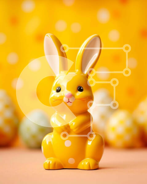 Intra Συλλεκτικό Ξύλινο Παζλ Plywood  4mm - Κίτρινο ειδώλιο λαγουδάκι και πολύχρωμα πασχαλινά αυγά Σε Ξύλινο Κουτί - Διαστάσεις: 10x10 cm – 25 κομμάτια