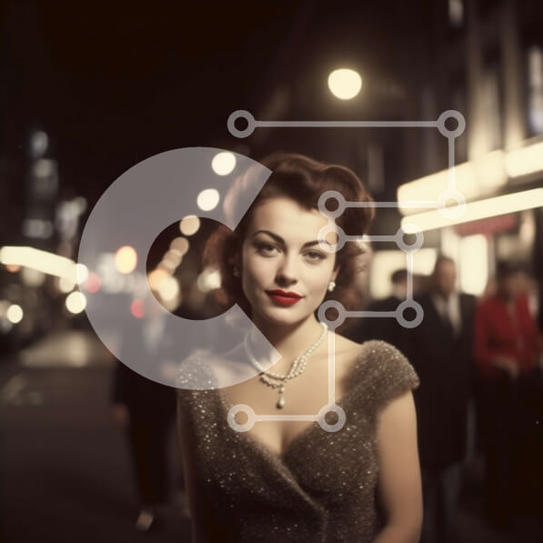 Σετ των 2 Intra Συλλεκτικό Ξύλινο Παζλ Plywood  4mm - Λαμπερή γυναίκα με ασημί φόρεμα στο City Street τη νύχτα Σε Ξύλινο Κουτί - Διαστάσεις: 10x10 cm – 25 κομμάτια