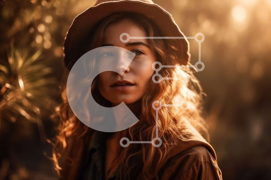 Intra Συλλεκτικό Ξύλινο Παζλ Plywood  4mm - Όμορφη εικόνα μιας γυναίκας σε ένα δάσος στο ηλιοβασίλεμα Σε Ξύλινο Κουτί - Διαστάσεις Puzzle: 10x10 cm – 25 κομμάτια