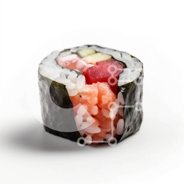 Σετ των 2 Intra Συλλεκτικό Ξύλινο Παζλ Plywood  4mm - Νόστιμο ρολό σούσι με ωμό τόνο και αβοκάντο σε λευκό φόντο Σε Ξύλινο Κουτί - Διαστάσεις: 10x10 cm – 25 κομμάτια