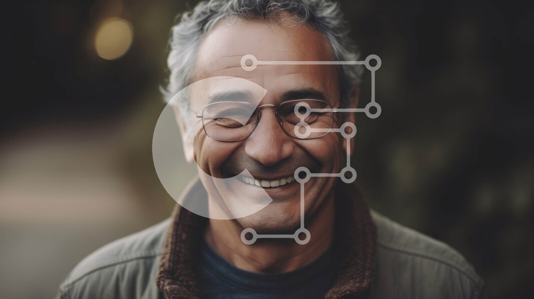 Intra Συλλεκτικό Ξύλινο Παζλ Plywood  4mm - Πορτρέτο χαμογελαστού ηλικιωμένου άνδρα Σε Ξύλινο Κουτί - Διαστάσεις Puzzle: 10x10 cm – 25 κομμάτια