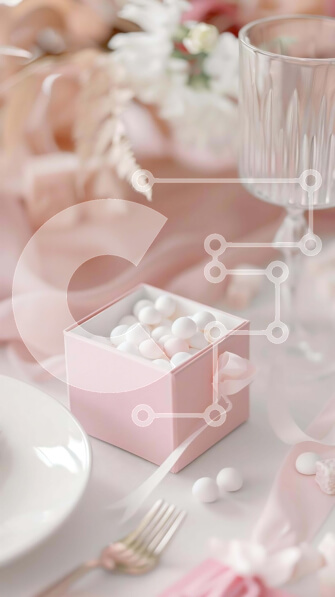 Intra Συλλεκτικό Ξύλινο Παζλ Plywood  4mm - Ροζ μπομπονιέρα σε τραπεζαρία με ασημένια πιρούνια και άδειο ποτήρι κρασιού Σε Ξύλινο Κουτί - Διαστάσεις: 10x10 cm – 25 κομμάτια