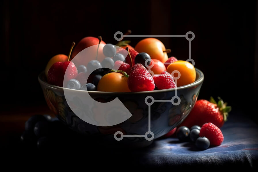 Σετ των 2 Intra Συλλεκτικό Ξύλινο Παζλ Plywood  4mm - Φρέσκο ​​και πολύχρωμο μπολ με ανάμεικτα μούρα και φρούτα Σε Ξύλινο Κουτί - Διαστάσεις: 10x10 cm – 25 κομμάτια