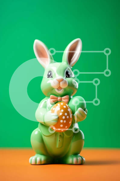 Intra Συλλεκτικό Ξύλινο Παζλ Plywood  4mm - Ειδώλιο λαγουδάκι του Πάσχα με πασχαλινό αυγό σε πορτοκαλί φόντο Σε Ξύλινο Κουτί - Διαστάσεις: 10x10 cm – 25 κομμάτια