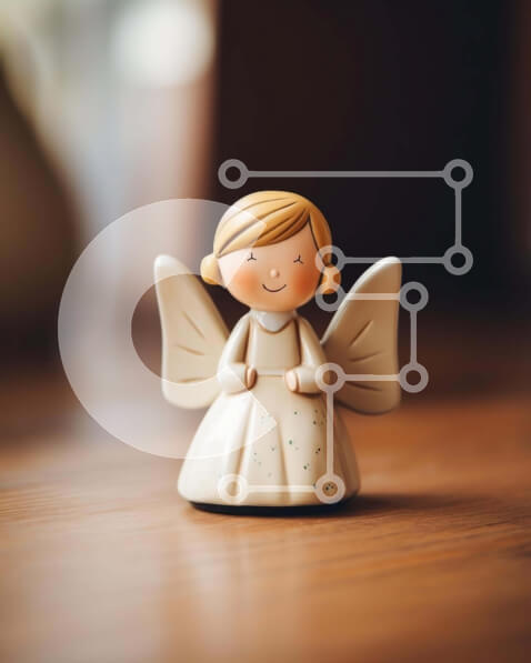 Intra Συλλεκτικό Ξύλινο Παζλ Plywood  4mm - Μικρό ειδώλιο αγγέλου σε ξύλινο τραπέζι Σε Ξύλινο Κουτί - Διαστάσεις: 10x10 cm – 25 κομμάτια