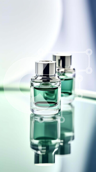 Intra Συλλεκτικό Ξύλινο Παζλ Plywood  4mm - Δύο πράσινα βάζα αρωμάτων σε γυάλινο τραπέζι με αντανακλάσεις Σε Ξύλινο Κουτί - Διαστάσεις Puzzle: 10x10 cm – 25 κομμάτια