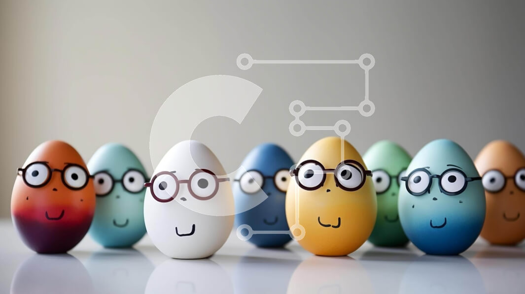 Intra Συλλεκτικό Ξύλινο Παζλ Plywood  4mm - Πολύχρωμα Πασχαλινά αυγά με βαμμένα πρόσωπα και γυαλιά Σε Ξύλινο Κουτί - Διαστάσεις: 10x10 cm – 25 κομμάτια