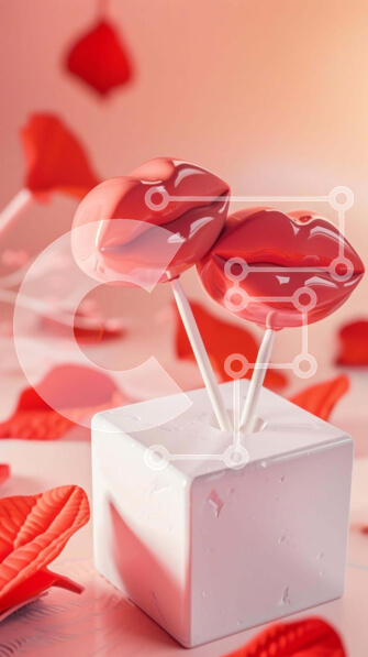 Intra Συλλεκτικό Ξύλινο Παζλ Plywood  4mm - Γλειφιτζούρια για την ημέρα του Αγίου Βαλεντίνου με κόκκινα χείλη και τριαντάφυλλα Σε Ξύλινο Κουτί - Διαστάσεις: 10x10 cm – 25 κομμάτια