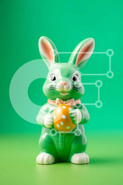 Intra Συλλεκτικό Ξύλινο Παζλ Plywood  4mm - Πράσινο ειδώλιο λαγουδάκι που κρατά το πασχαλινό αυγό Σε Ξύλινο Κουτί - Διαστάσεις: 10x10 cm – 25 κομμάτια