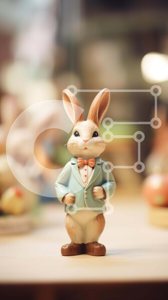 Intra Συλλεκτικό Ξύλινο Παζλ Plywood  4mm - Ειδώλιο λαγουδάκι του Πάσχα σε ξύλινο τραπέζι Σε Ξύλινο Κουτί - Διαστάσεις: 10x10 cm – 25 κομμάτια