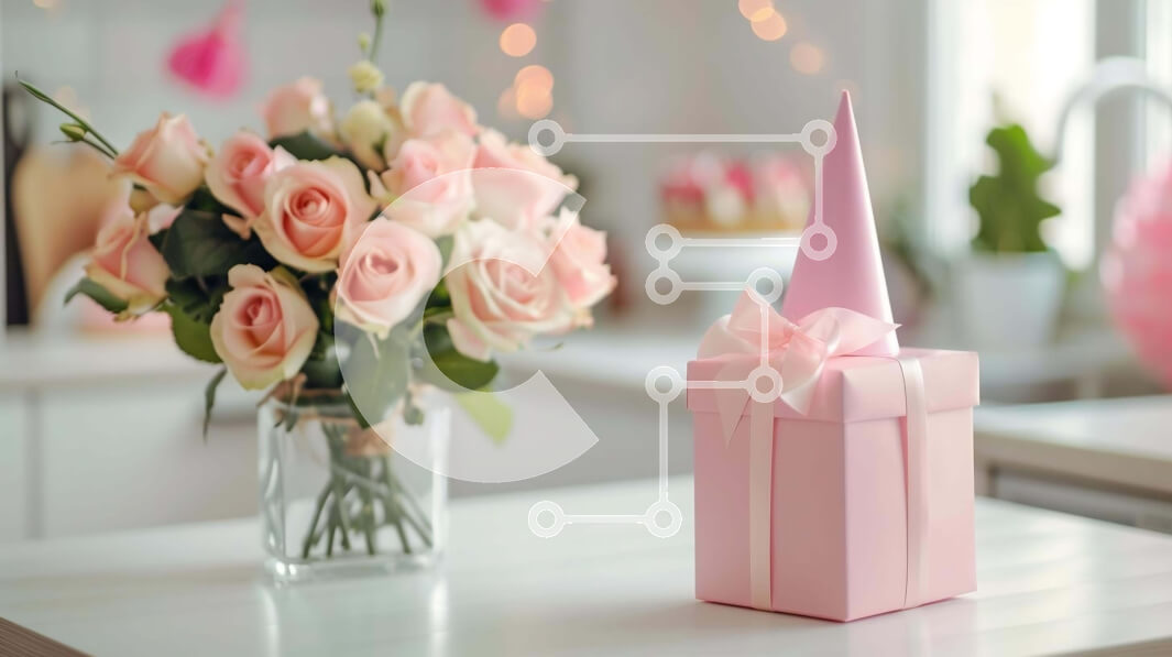 Intra Συλλεκτικό Ξύλινο Παζλ Plywood  4mm - Ροζ κουτί δώρου με τριαντάφυλλα και λουλούδια Σε Ξύλινο Κουτί - Διαστάσεις: 10x10 cm – 25 κομμάτια