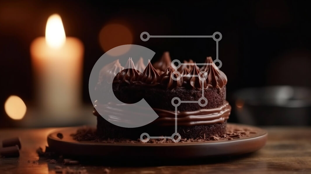 Σετ των 2 Intra Συλλεκτικό Ξύλινο Παζλ Plywood  4mm - Κοντινή εικόνα ενός κέικ σοκολάτας με ένα αναμμένο κερί Σε Ξύλινο Κουτί - Διαστάσεις: 10x10 cm – 25 κομμάτια