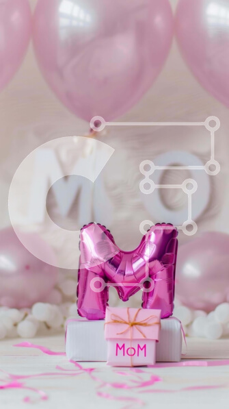 Intra Συλλεκτικό Ξύλινο Παζλ Plywood  4mm - Γιορτή γενεθλίων με ροζ γλυπτό με μπαλόνι με θέμα τη μαμά Σε Ξύλινο Κουτί - Διαστάσεις: 10x10 cm – 25 κομμάτια