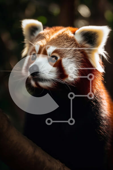 Σετ των 2 Intra Συλλεκτικό Ξύλινο Παζλ Plywood  4mm - Αξιολάτρευτο κόκκινο Panda που κάθεται σε ένα κλαδί δέντρου σε ένα δάσος Σε Ξύλινο Κουτί - Διαστάσεις: 10x10 cm – 25 κομμάτια