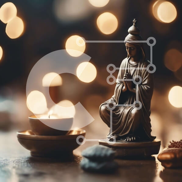 Intra Συλλεκτικό Ξύλινο Παζλ Plywood  4mm - Άγαλμα της Παναγίας με κεριά και θρησκευτικές διακοσμήσεις Σε Ξύλινο Κουτί - Διαστάσεις Puzzle: 10x10 cm – 25 κομμάτια