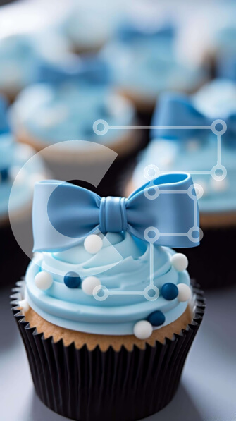 Intra Συλλεκτικό Ξύλινο Παζλ Plywood  4mm - Ποικιλία cupcakes με μπλε φιόγκους και ψεκασμούς Σε Ξύλινο Κουτί - Διαστάσεις: 10x10 cm – 25 κομμάτια