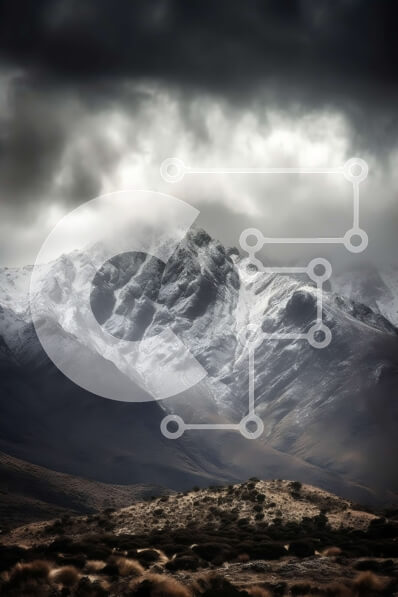 Σετ των 2 Intra Συλλεκτικό Ξύλινο Παζλ Plywood  4mm - Χιονισμένα βουνά με σκοτεινά σύννεφα που προκαλούν δέος Σε Ξύλινο Κουτί - Διαστάσεις: 10x10 cm – 25 κομμάτια