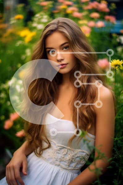 Σετ των 2 Intra Συλλεκτικό Ξύλινο Παζλ Plywood  4mm - Όμορφη εικόνα μιας γυναίκας που κάθεται σε ένα χωράφι με αγριολούλουδα Σε Ξύλινο Κουτί - Διαστάσεις: 10x10 cm – 25 κομμάτια