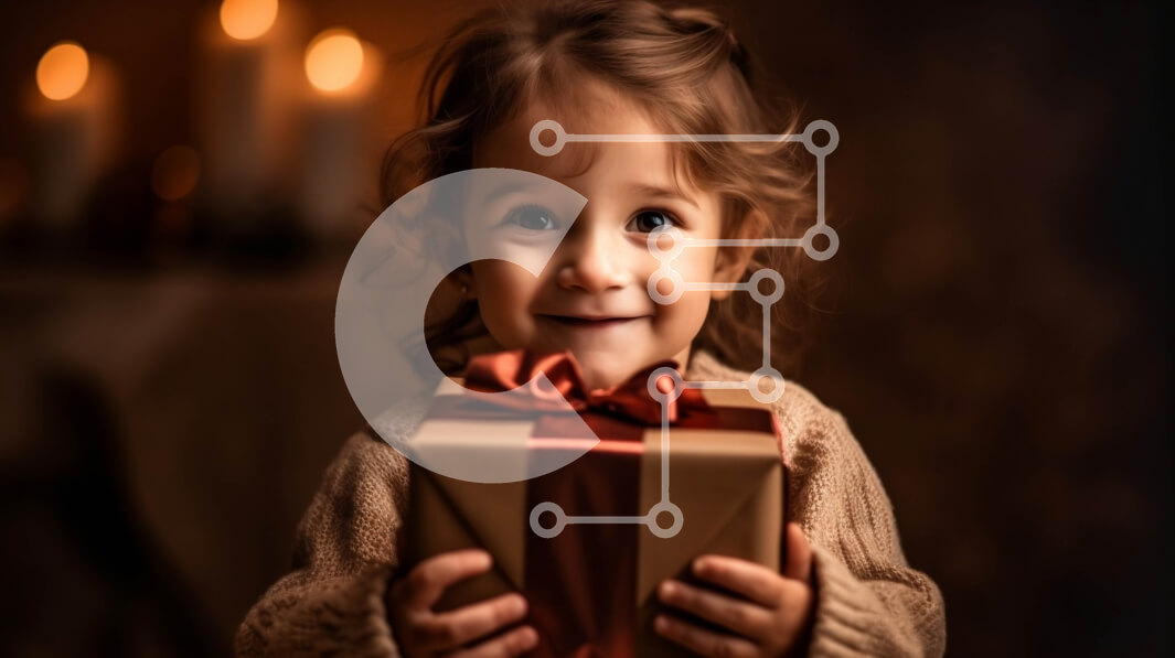 Intra Συλλεκτικό Ξύλινο Παζλ Plywood  4mm - Νεαρό κορίτσι που κρατά ένα κουτί δώρου με αναμμένα κεριά στο φόντο Σε Ξύλινο Κουτί - Διαστάσεις Puzzle: 10x10 cm – 25 κομμάτια